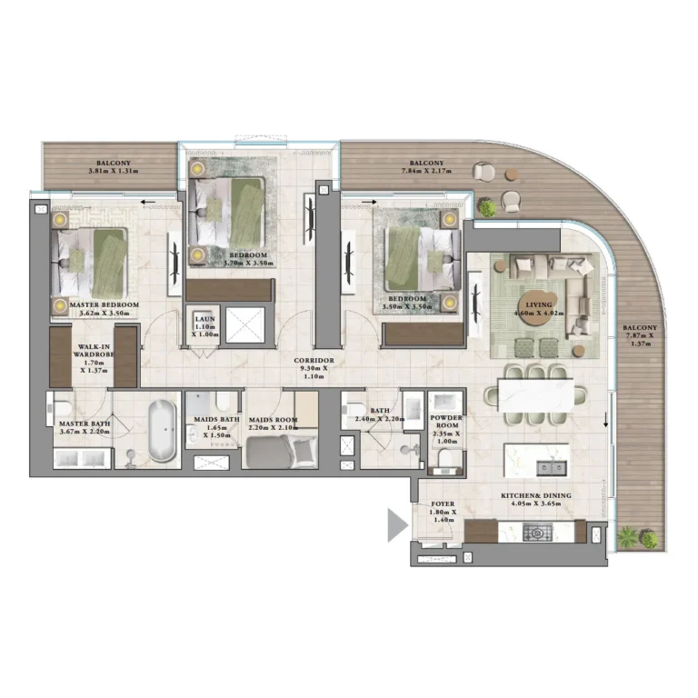 3 Bedroom floor plan